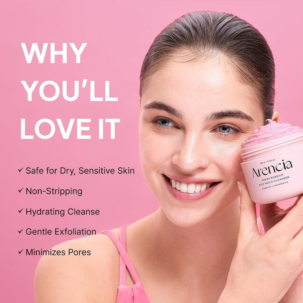 Arencia Fresh Rosehip Rice Mochi Cleanser- Pink