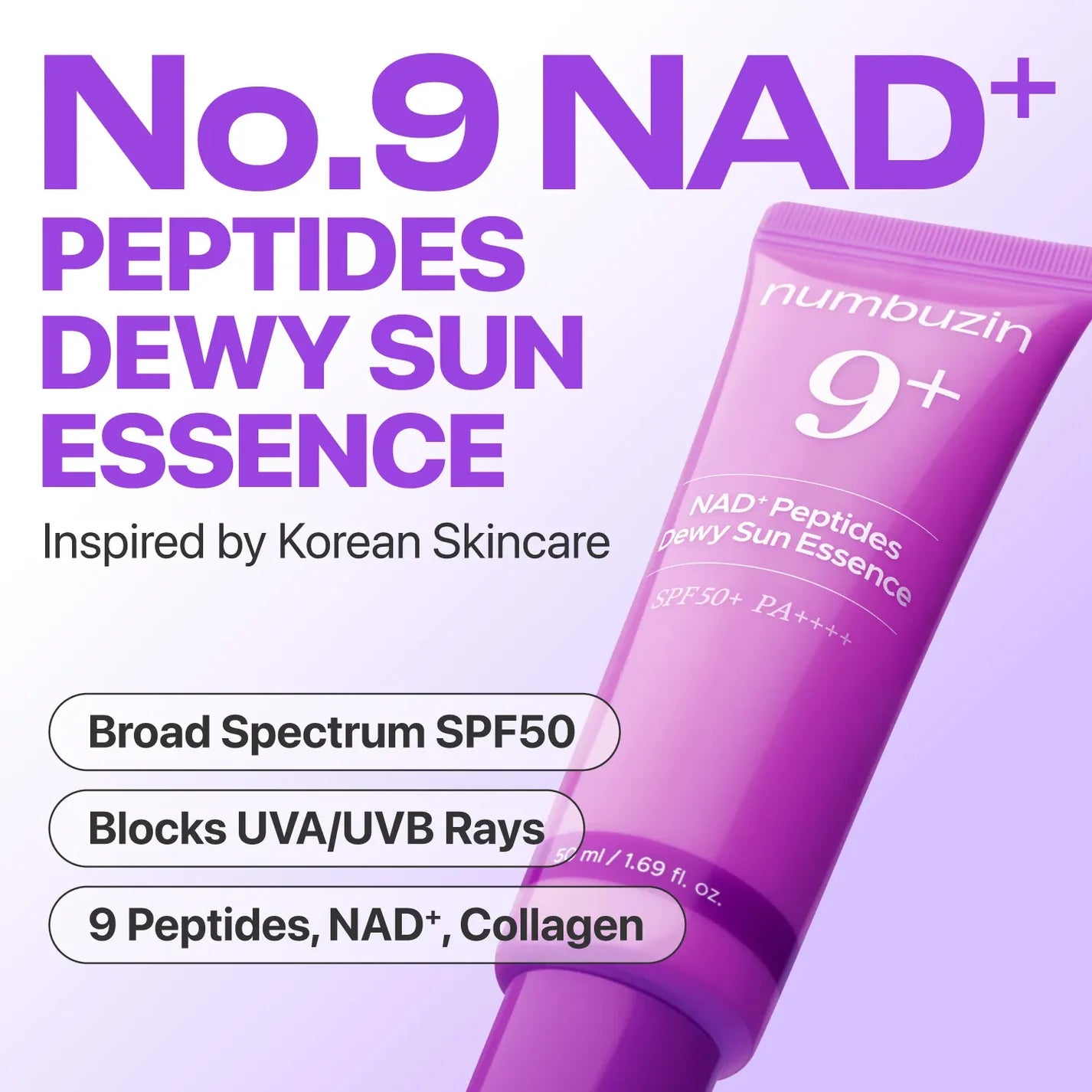 Numbuzin No.9 NAD Peptides Dewy SPF50+ Sun Essence