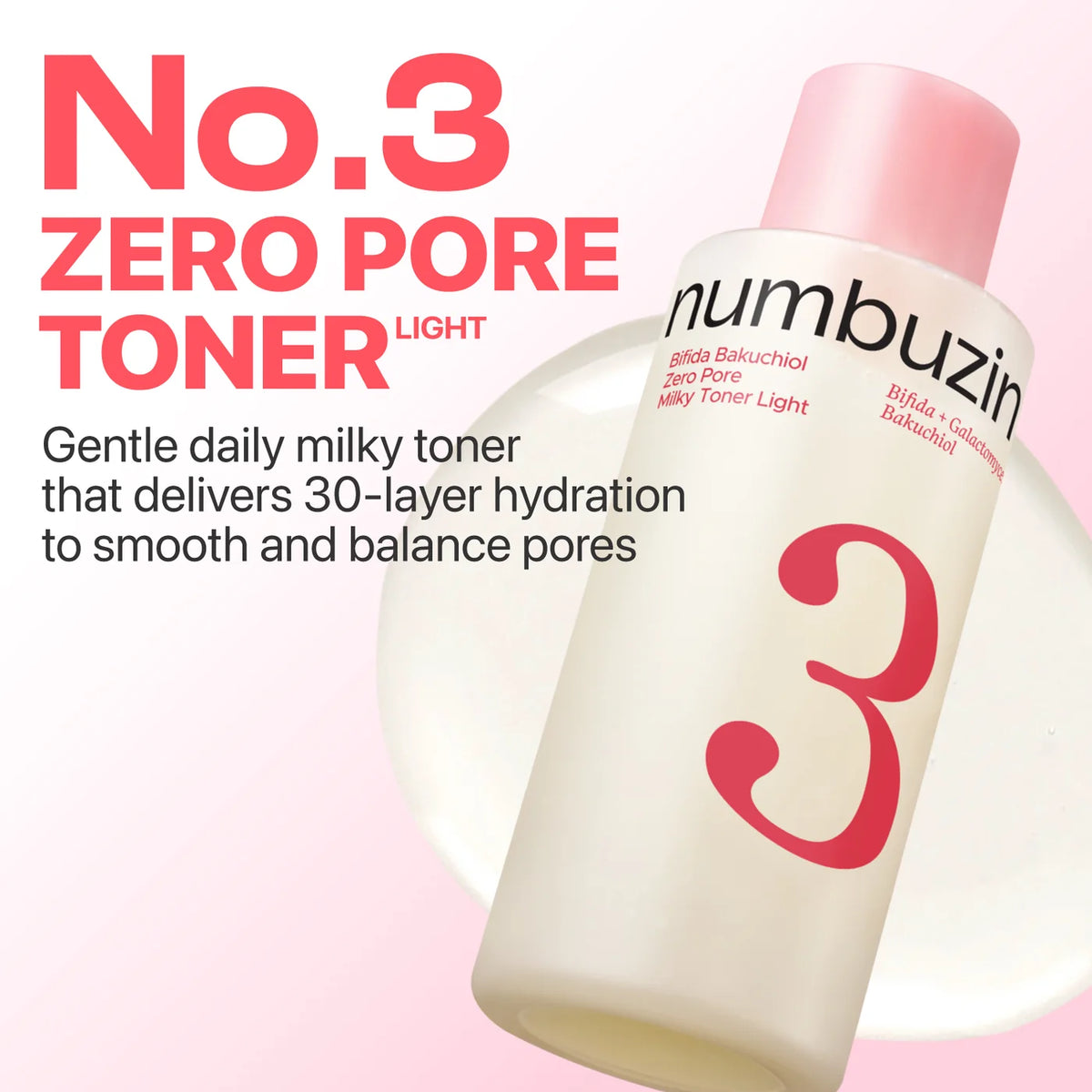 Numbuzin No.3 Bifida Bakuchiol Zero Pore Milky Toner