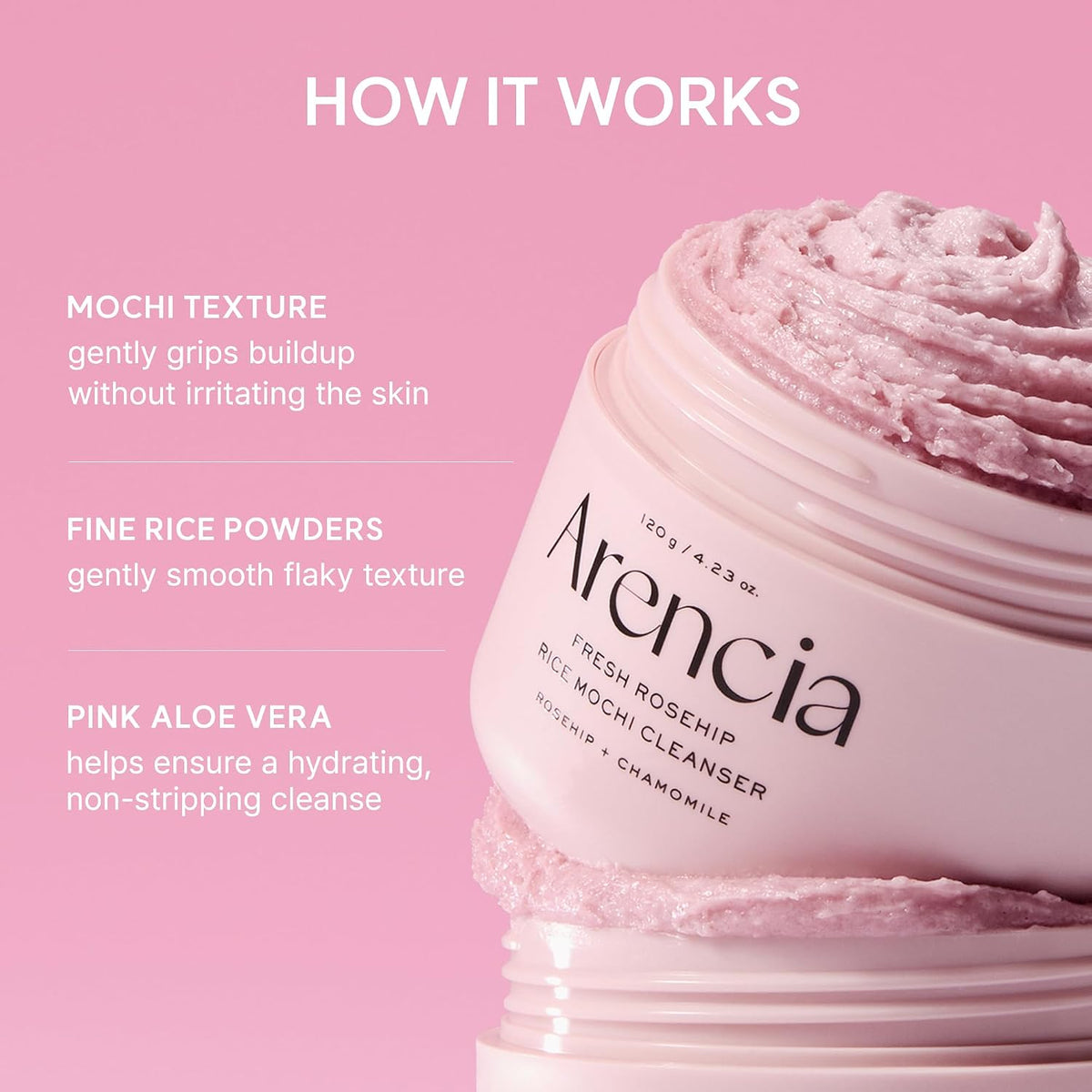 Arencia Fresh Rosehip Rice Mochi Cleanser- Pink