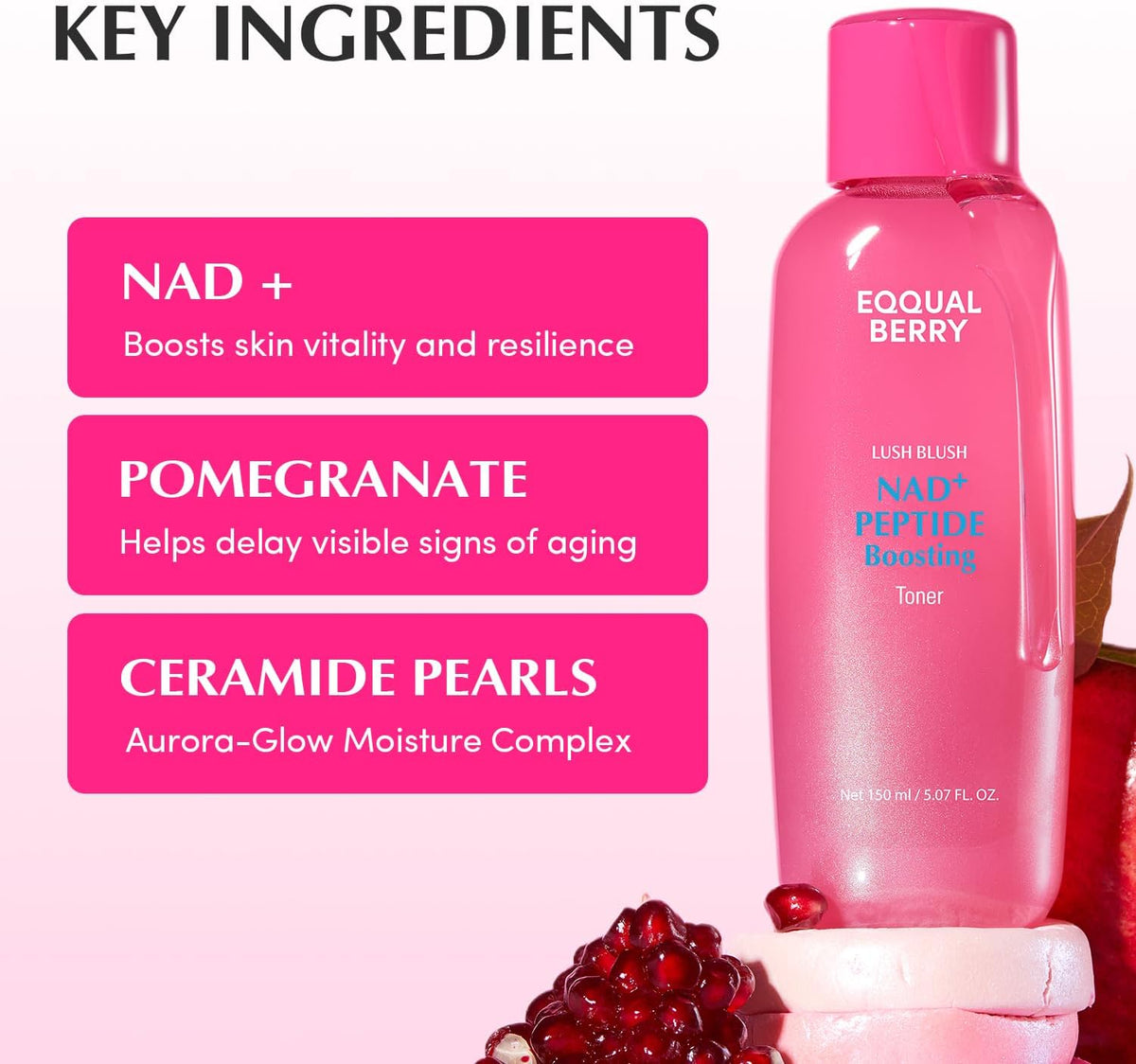 EQQUALBERRY Lush Blush NAD+ Peptide Boosting Toner