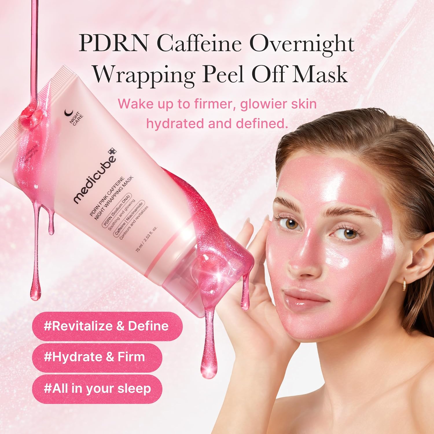medicube pdrn pink caffeine night wrapping mask (75ml)