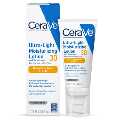 CeraVe لوشن الترطيب الفائق الخفة للوجه مع واقي شمسي SPF 30