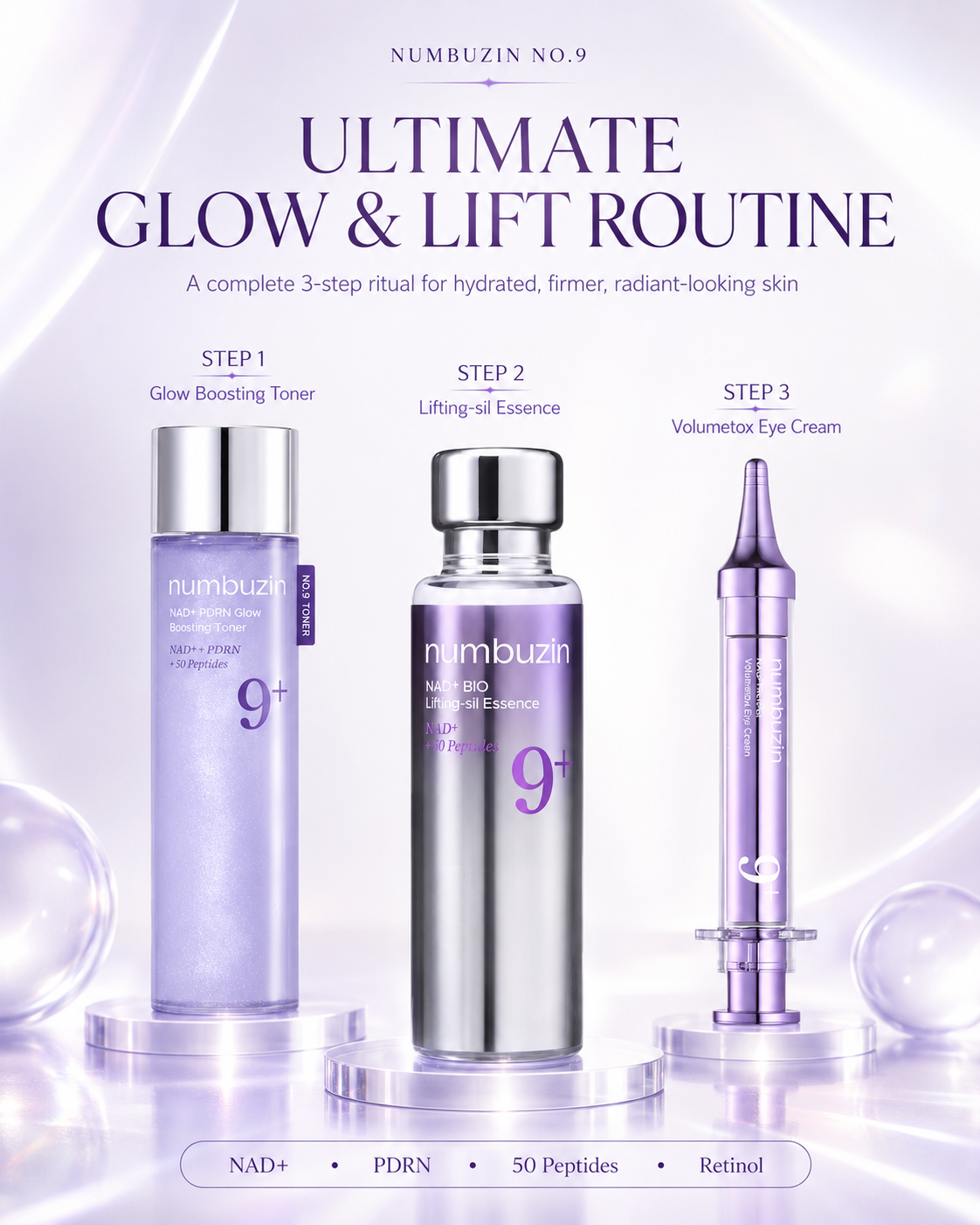 Numbuzin No.9 Ultimate Glow & Lift Routine - 3Steps