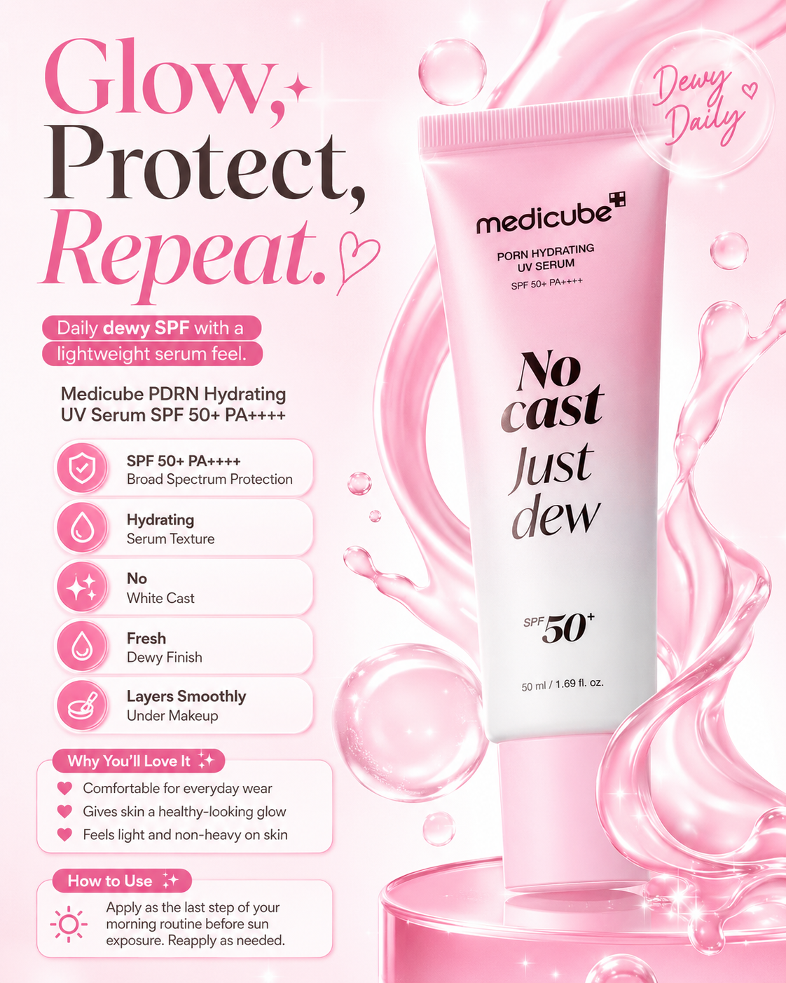 Medicube PDRN Hydrating UV Serum SPF50+  PA+