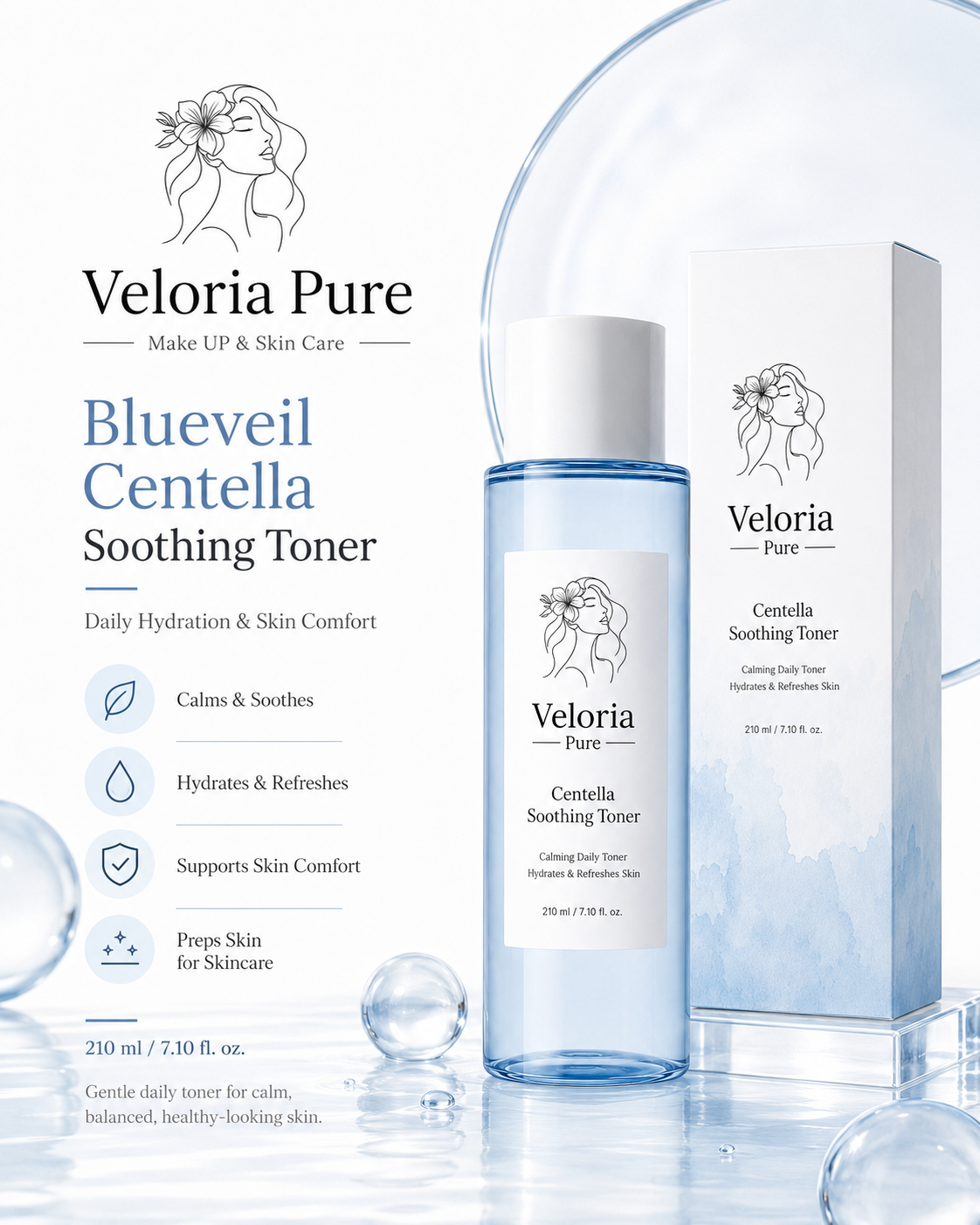 Veloria Pure Blueveil Centella Soothing Toner