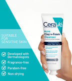 CeraVe Acne Clay-To-Foam Cleanser ,Mask and Spot Treat