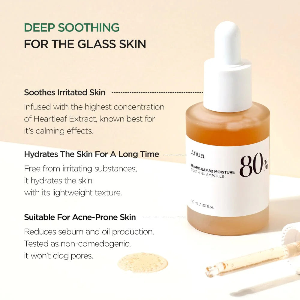 Anua Heartleaf 80% Moisture Soothing Ampoule – 30ml