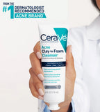 CeraVe Acne Clay-To-Foam Cleanser ,Mask and Spot Treat
